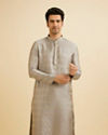 Pista Green Jaal Medallion Patterned Kurta Set with Rhinestones